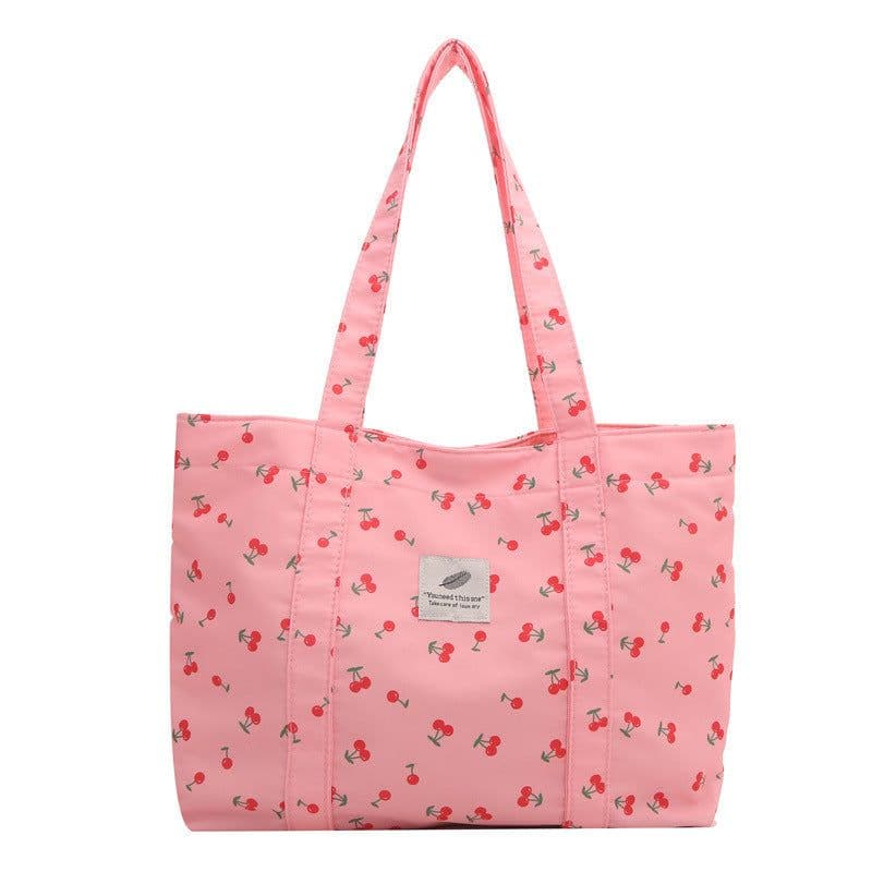 image-Large Capacity Floral Nylon Shoulder Bag