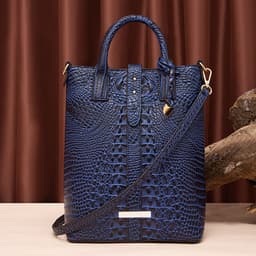 image-Women's Retro Multi-color Concave-convex Crocodile Pattern Shoulder Bag