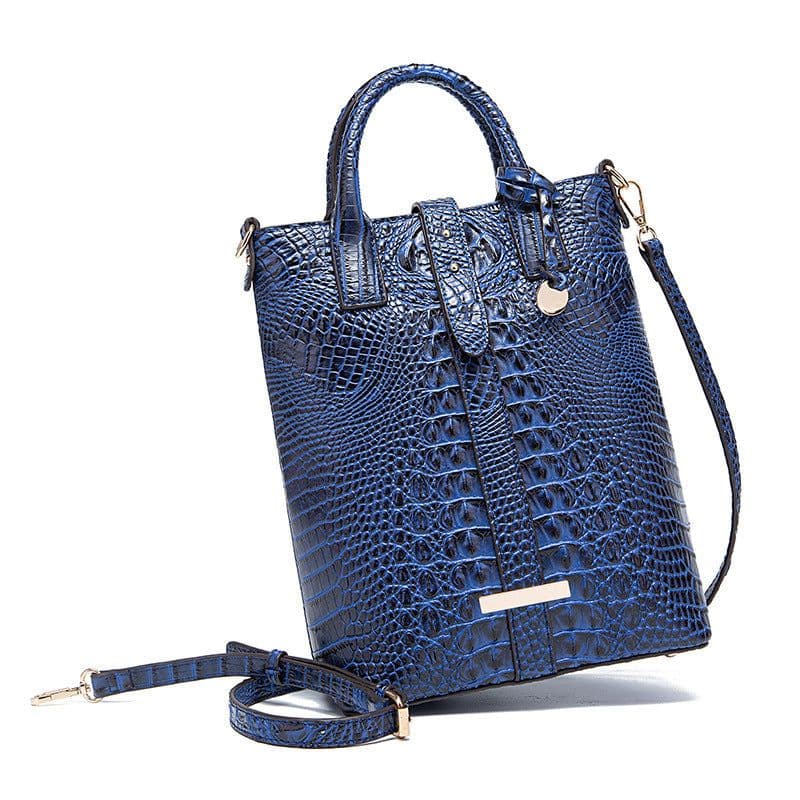 image-Women's Retro Multi-color Concave-convex Crocodile Pattern Shoulder Bag