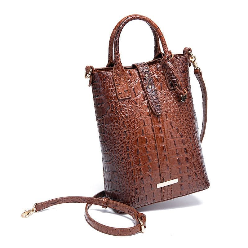 image-Women's Retro Multi-color Concave-convex Crocodile Pattern Shoulder Bag