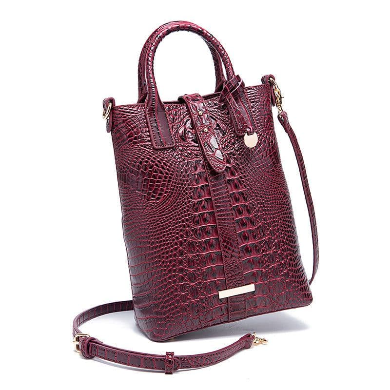 image-Women's Retro Multi-color Concave-convex Crocodile Pattern Shoulder Bag