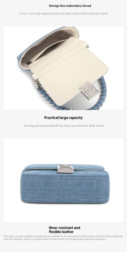 image-New Retro Chain Shoulder Underarm Bag Chain Denim Women's Bag