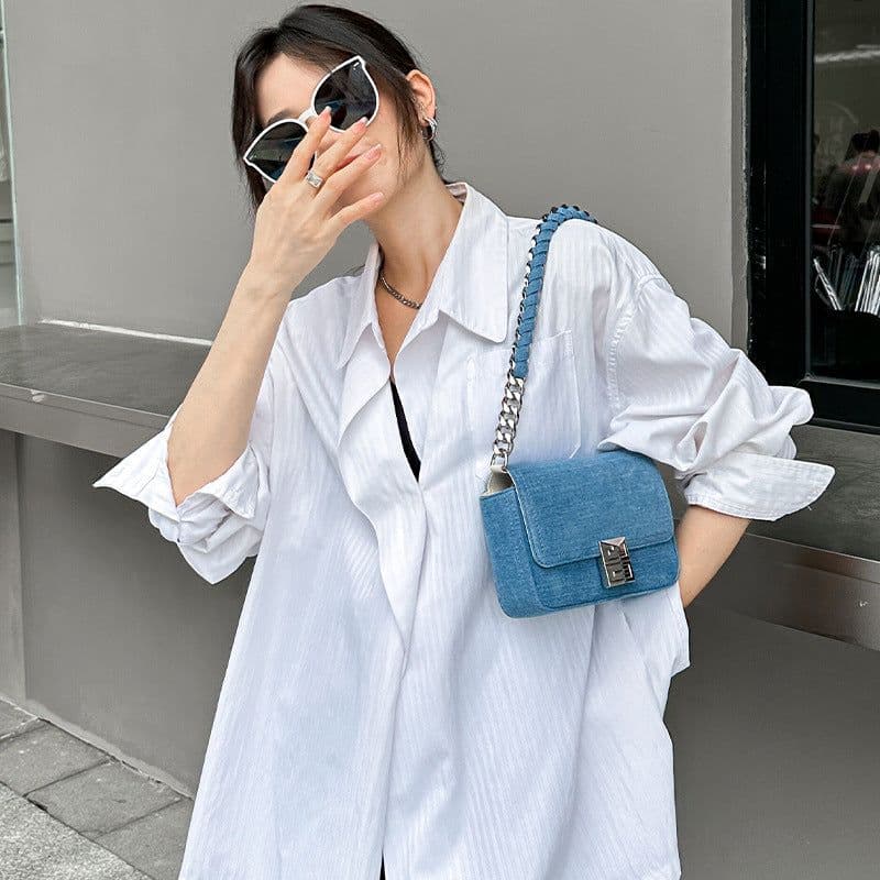 image-New Retro Chain Shoulder Underarm Bag Chain Denim Women's Bag