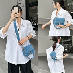 image-New Retro Chain Shoulder Underarm Bag Chain Denim Women's Bag