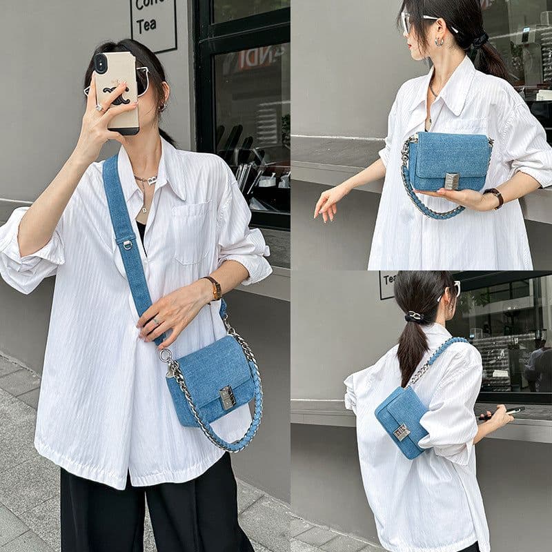 image-New Retro Chain Shoulder Underarm Bag Chain Denim Women's Bag
