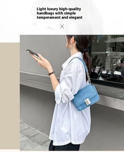 image-New Retro Chain Shoulder Underarm Bag Chain Denim Women's Bag