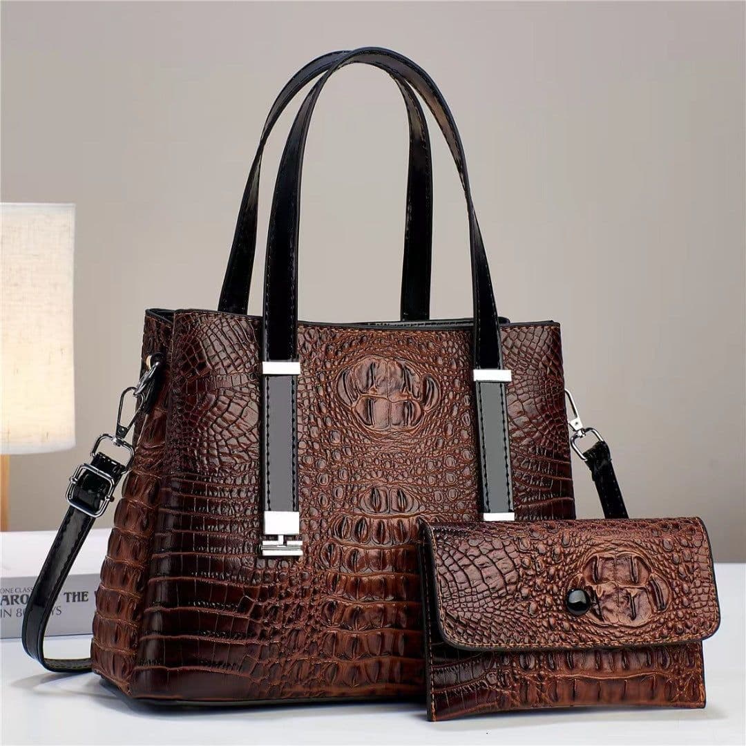 image-Women's Fashion Crocodile Pattern Large Capacity Combination Bags