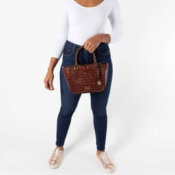 image-Women's Fashion Retro Brahmin Crocodile Pattern Portable Underarm Messenger Bag