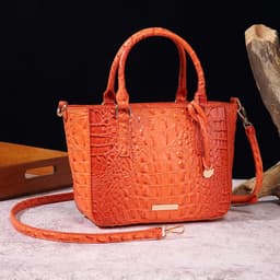 image-Women's Fashion Retro Brahmin Crocodile Pattern Portable Underarm Messenger Bag
