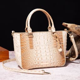 image-Women's Fashion Retro Brahmin Crocodile Pattern Portable Underarm Messenger Bag