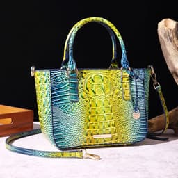 image-Women's Fashion Retro Brahmin Crocodile Pattern Portable Underarm Messenger Bag