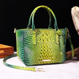 image-Women's Fashion Retro Brahmin Crocodile Pattern Portable Underarm Messenger Bag