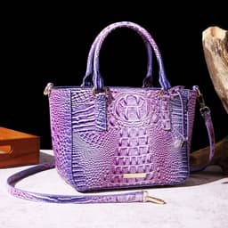 image-Women's Fashion Retro Brahmin Crocodile Pattern Portable Underarm Messenger Bag