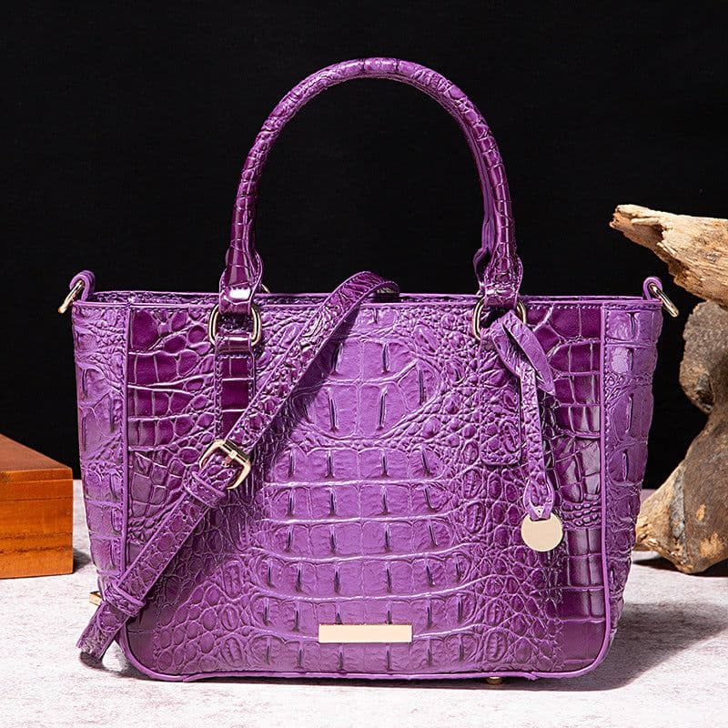 image-Women's Fashion Retro Brahmin Crocodile Pattern Portable Underarm Messenger Bag