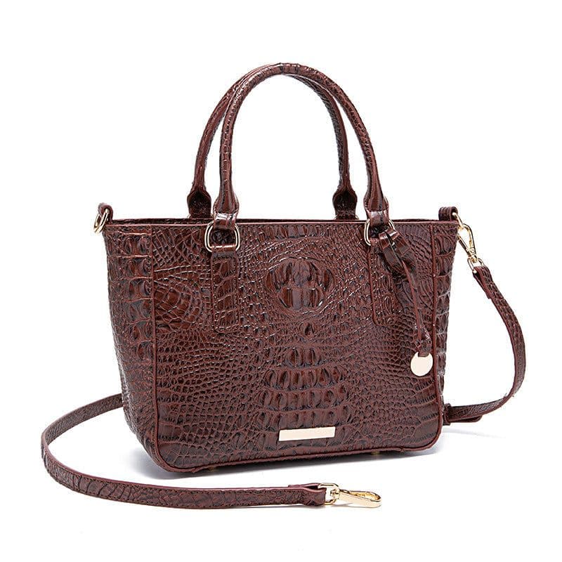 image-Women's Fashion Retro Brahmin Crocodile Pattern Portable Underarm Messenger Bag