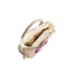 image-Casual Hand-woven Straw Bag Verticle Square Flower Purple