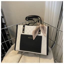 image-Contrast Color One Shoulder Underarm Tote Big Bag Korean Style Fashion Crossbody