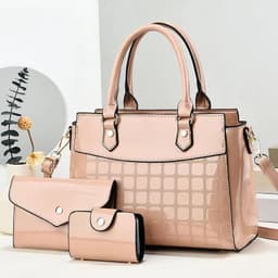 image-Women's Fashion Bright Leather Embossed Large Capacity Shoulder Messenger Bag