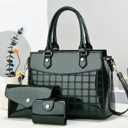 image-Women's Fashion Bright Leather Embossed Large Capacity Shoulder Messenger Bag