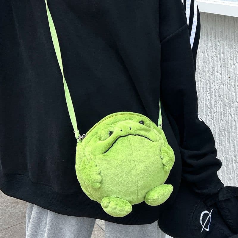 image-Cute And Ugly Frog-shaped Wallet Plush Doll Crossbody Bag