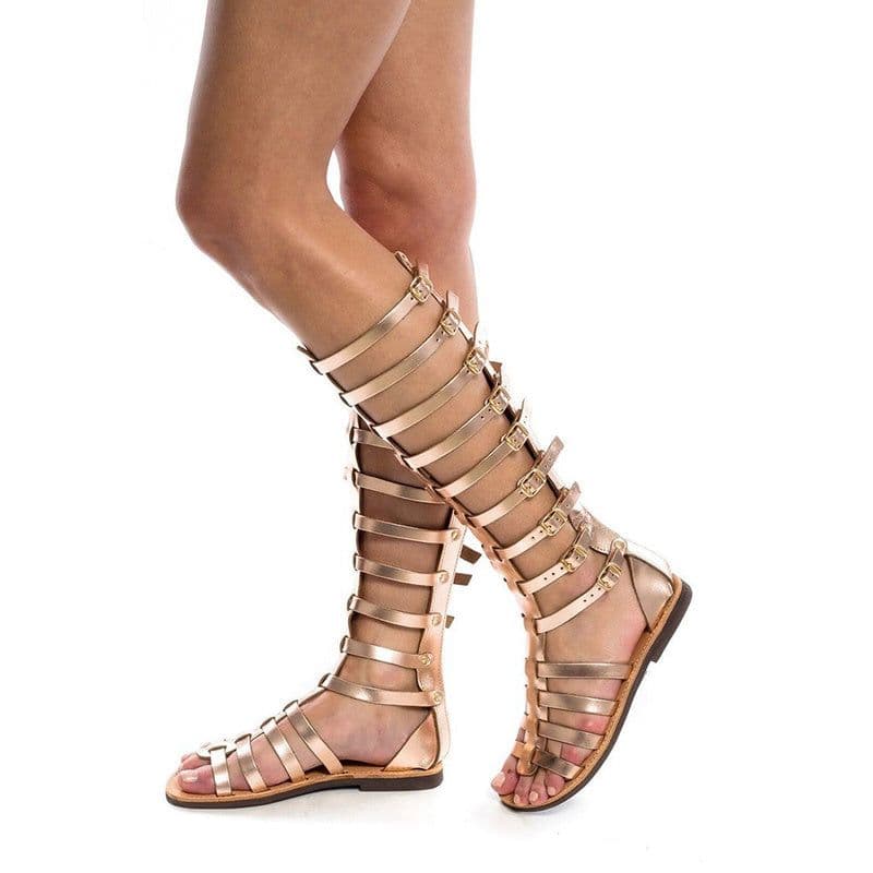 image-New Roman Gladiator Sandals Boots Summer Open Toe Hollow Flat Shoes Fashion Belt Buckle Sandals For Women