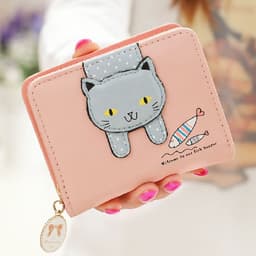image-Short Cute Zipper Cartoon Cat Printing Student Coin Purse