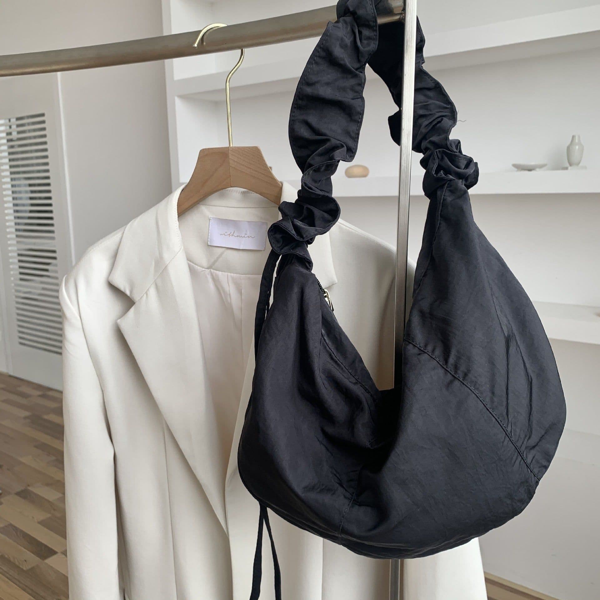 image-Women's Fashionable Simple Pleated Nylon Cloth Portable Shoulder Bag