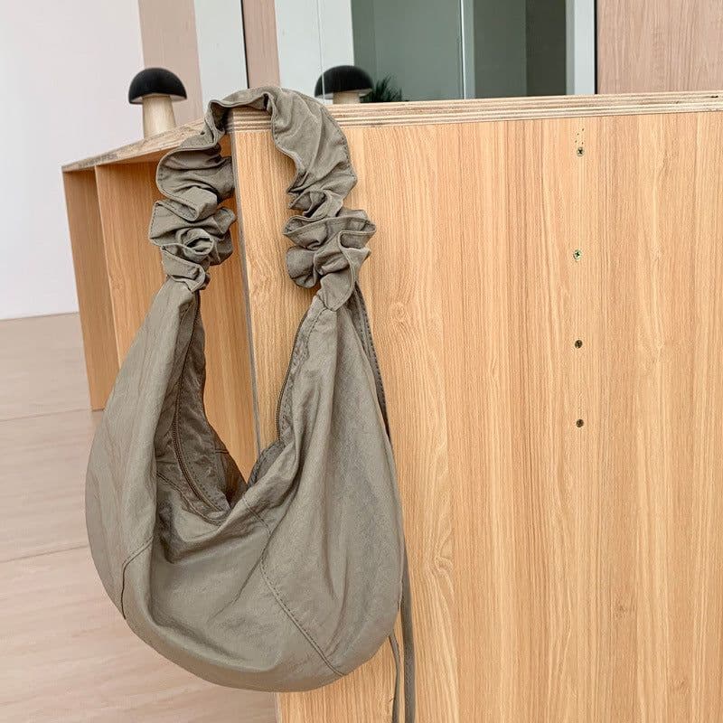 image-Women's Fashionable Simple Pleated Nylon Cloth Portable Shoulder Bag