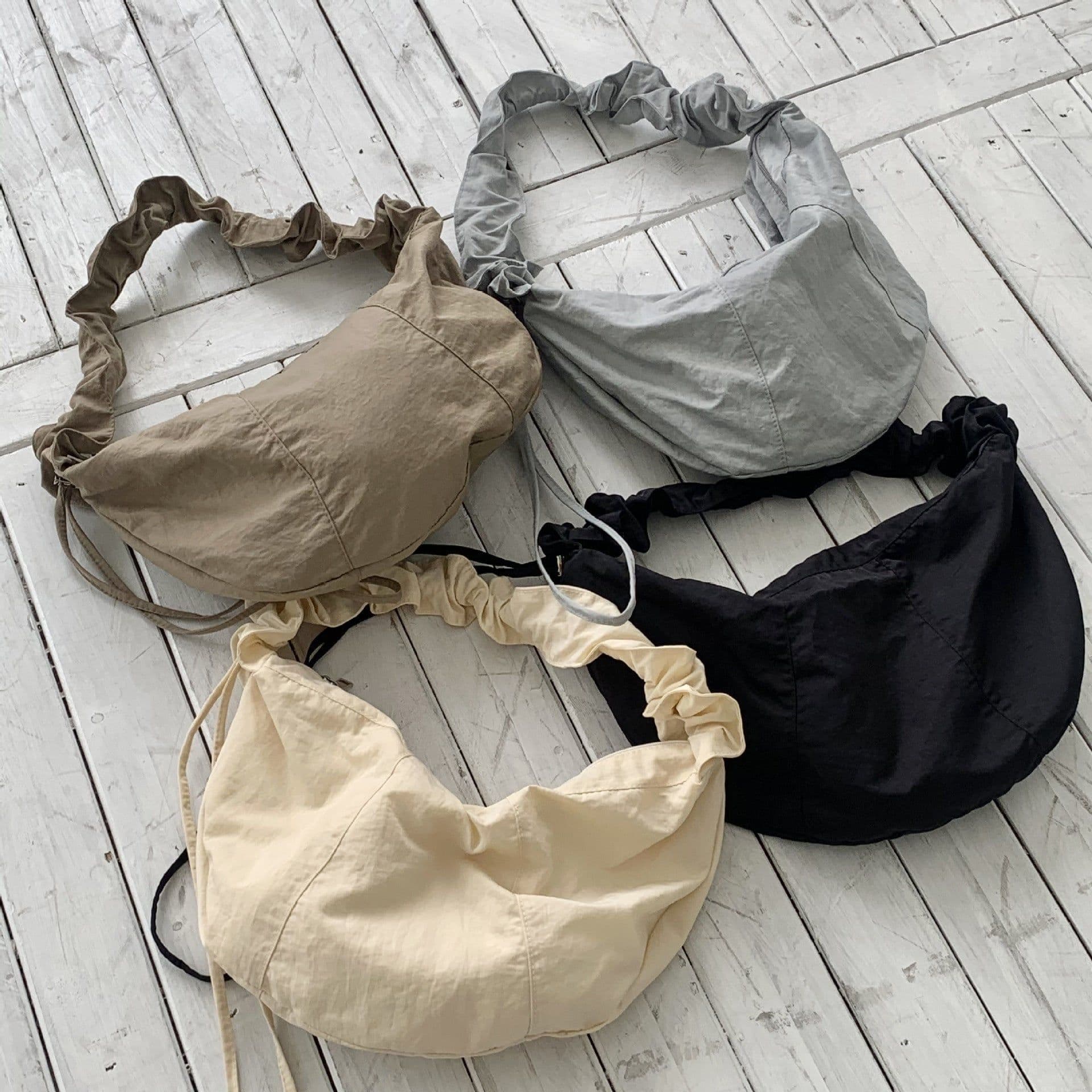 image-Women's Fashionable Simple Pleated Nylon Cloth Portable Shoulder Bag