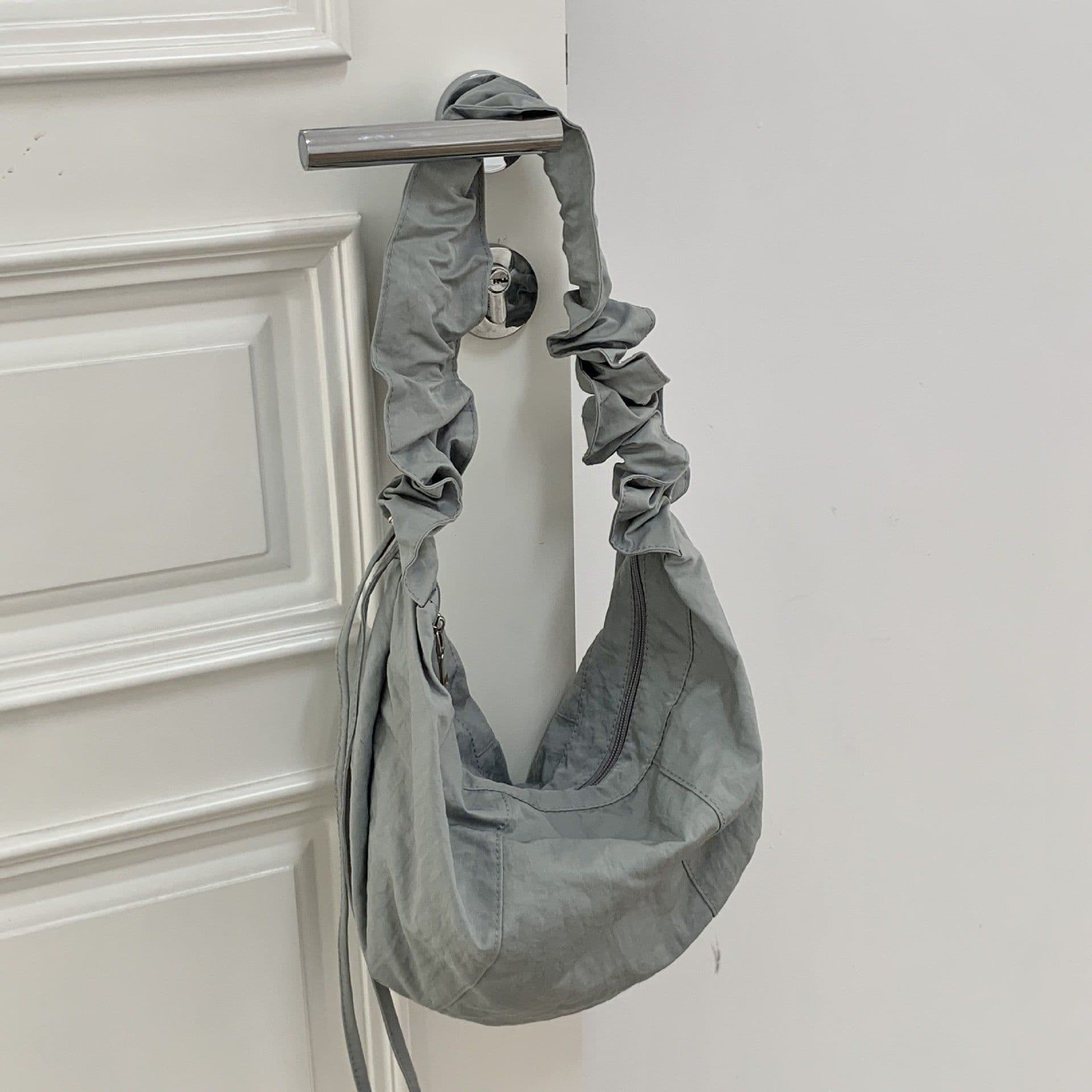 image-Women's Fashionable Simple Pleated Nylon Cloth Portable Shoulder Bag