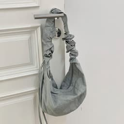 image-Women's Fashionable Simple Pleated Nylon Cloth Portable Shoulder Bag