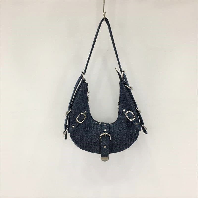 image-Special-interest Design Retro Metal Buckle Denim Shoulder Bag