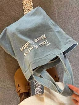 image-Embroidered Jean Bag Fashion All-match Class Commuter Bag Retro American Shoulder Hand-held Tote