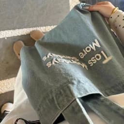 image-Embroidered Jean Bag Fashion All-match Class Commuter Bag Retro American Shoulder Hand-held Tote