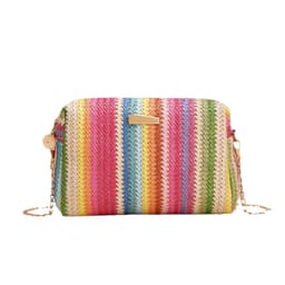 image-Rainbow Straw Bag Woven Camera Bag All-match Girls Crossbody Bag