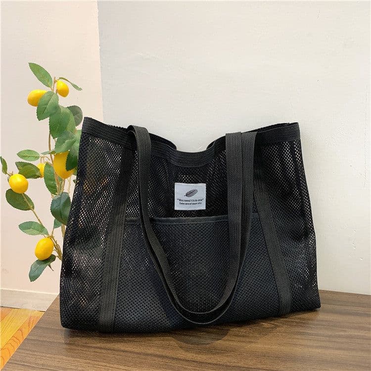image-Mesh Handbag Transparent Shopping Bag Large Capacity Shoulder Bag Women