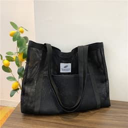 image-Mesh Handbag Transparent Shopping Bag Large Capacity Shoulder Bag Women