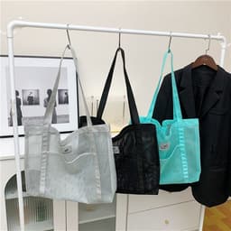 image-Mesh Handbag Transparent Shopping Bag Large Capacity Shoulder Bag Women