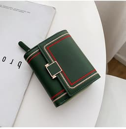 image-Women's Embroidery Thread Short Multi Card Slot Clutch