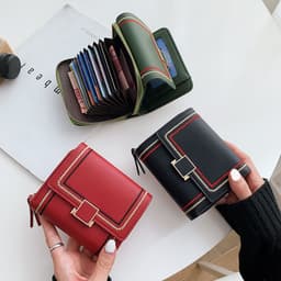 image-Women's Embroidery Thread Short Multi Card Slot Clutch