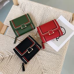 image-Women's Embroidery Thread Short Multi Card Slot Clutch