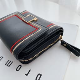image-Women's Embroidery Thread Short Multi Card Slot Clutch