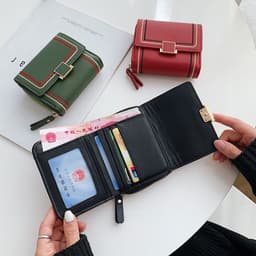 image-Women's Embroidery Thread Short Multi Card Slot Clutch