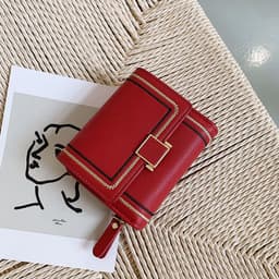 image-Women's Embroidery Thread Short Multi Card Slot Clutch