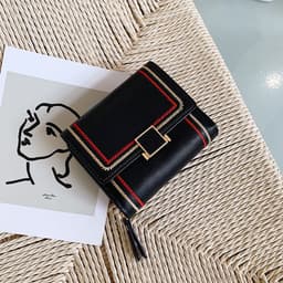 image-Women's Embroidery Thread Short Multi Card Slot Clutch