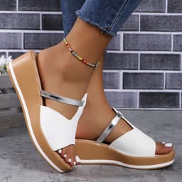 image-Summer Peep-toe Wedges Sandals Casual Thick Sole Heightening Slippers Fashion Outdoor Slides Shoes Women