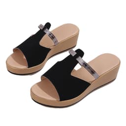 image-Summer Peep-toe Wedges Sandals Casual Thick Sole Heightening Slippers Fashion Outdoor Slides Shoes Women