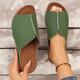 image-Fashion Solid Wedges Sandals Summer Casual Peep-toe Slippers Outdoor Thick Sole Heightening Slides Shoes Women