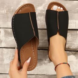 image-Fashion Solid Wedges Sandals Summer Casual Peep-toe Slippers Outdoor Thick Sole Heightening Slides Shoes Women