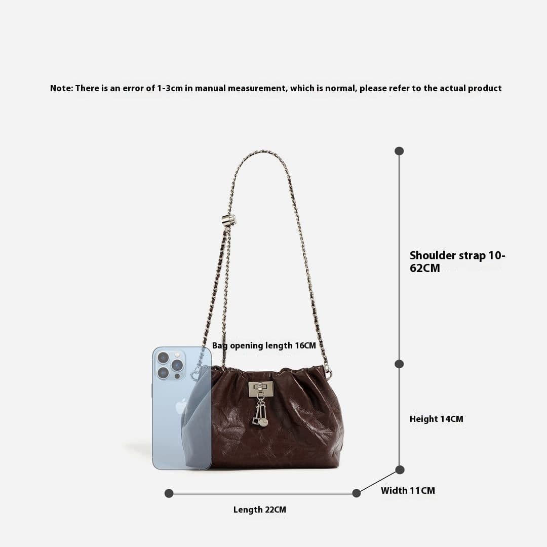 image-Leather Folds Cloud Bag Retro High-grade Temperament Lock